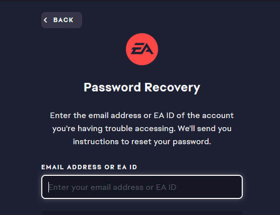 Reset Password EA App
