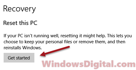 Reset Windows 10 without losing files