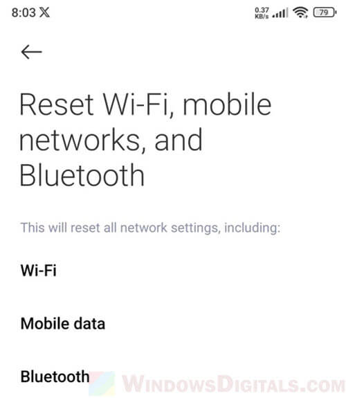 Reset network settings in Android iPhone