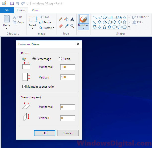 Resize images in Windows 10/11 using Paint