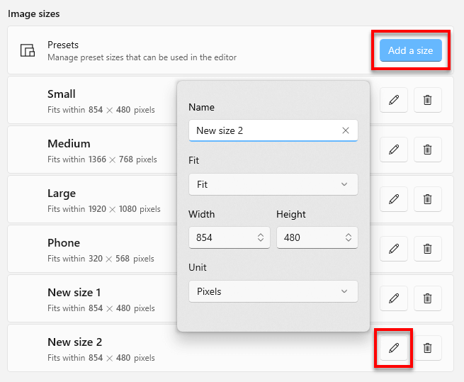 Resize images to custom size