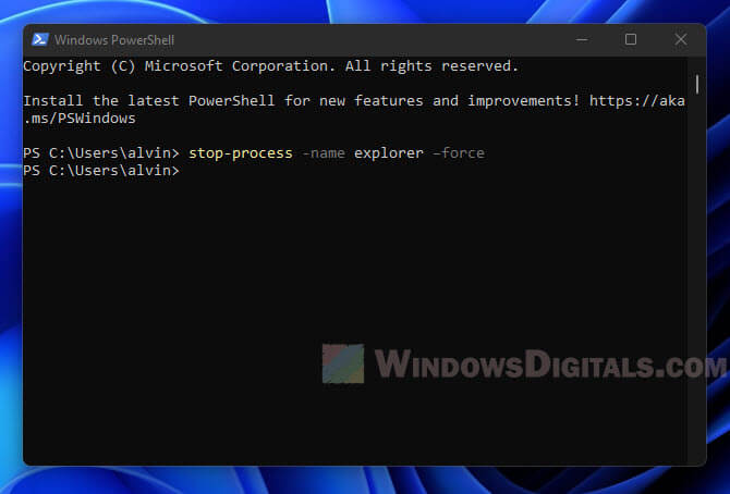 Restart Explorer.exe PowerShell Windows 11