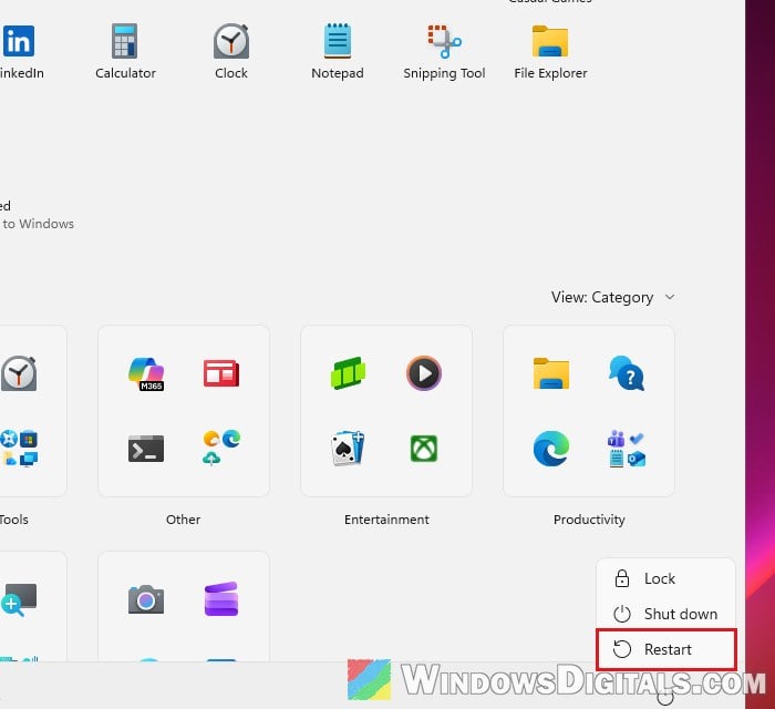 Restart Windows 11