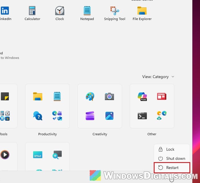 Restart Windows 11
