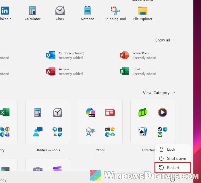 Restart Windows 11