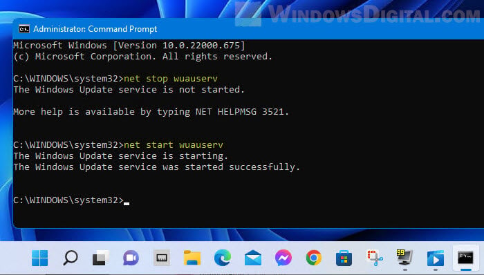 Restart Windows Update Service Windows 11 CMD