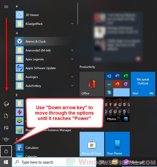 Restart or Shutdown Windows 10 using Keyboard