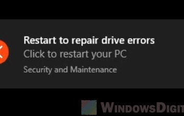 Restart to Repair Drive Errors Windows 10