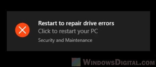 Restart to Repair Drive Errors Windows 10