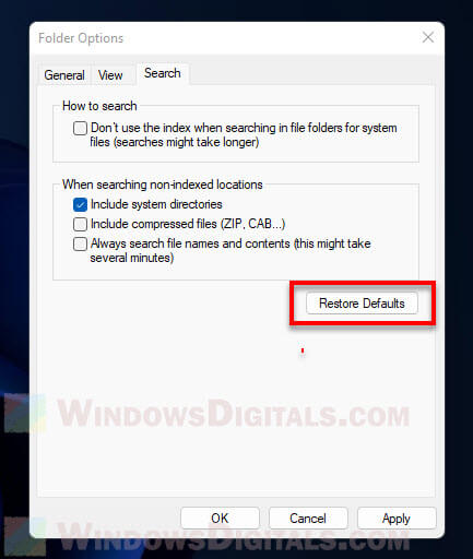 Restore Folder Options to Defaults