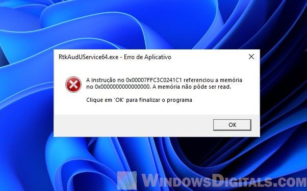 RtkAudUService64.exe Application Error