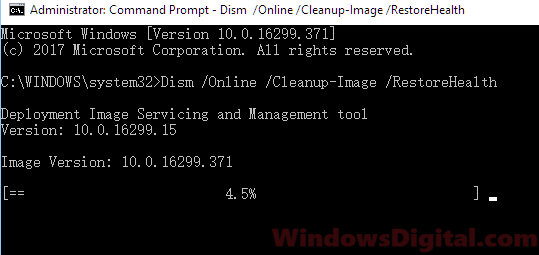 Run DISM tool in Windows 10 CMD