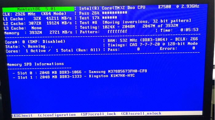 Run MemTest86 to check laptop RAM