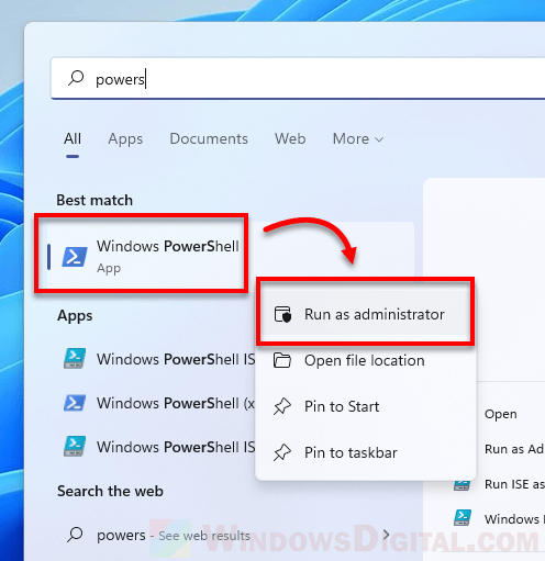 Run PowerShell as Administrator Windows 11