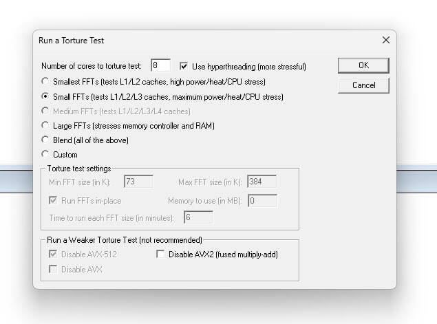 Run Prime95 to test CPU overclock stability