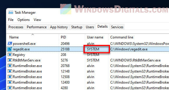 Run Registry Editor as SYSTEM user Windows 11