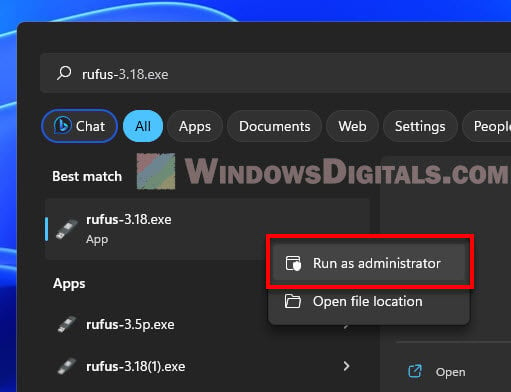 Run Rufus as Administrator