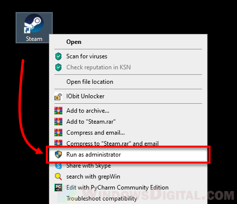 Run Steam as administrator Windows 11 10
