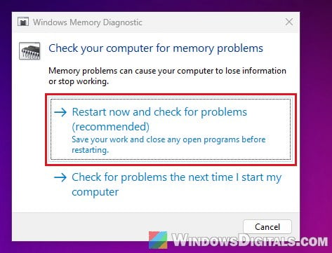 Run Windows Memory Diagnostic