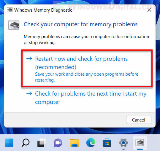 Run Windows Memory Diagnostic