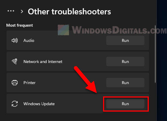 Run Windows Update Troubleshooter