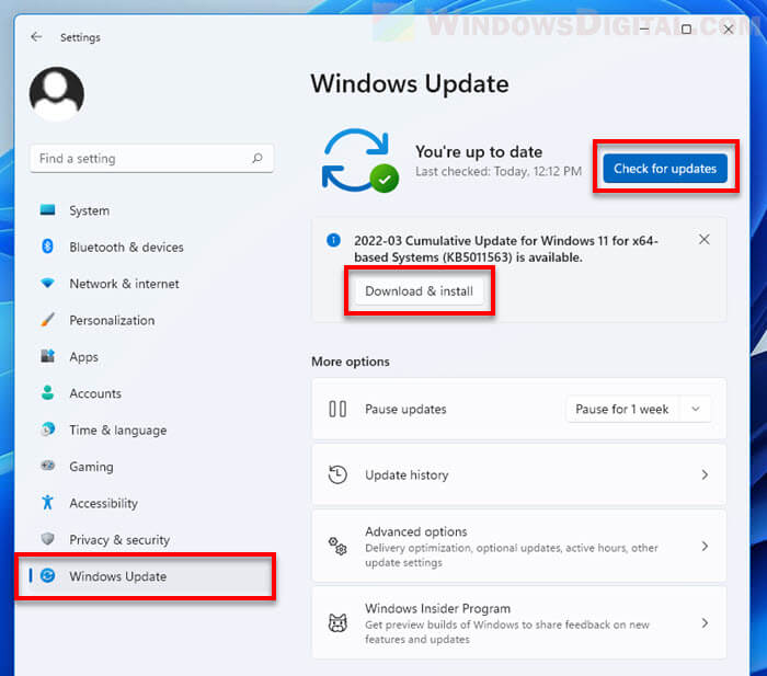 Run Windows Update Windows 11
