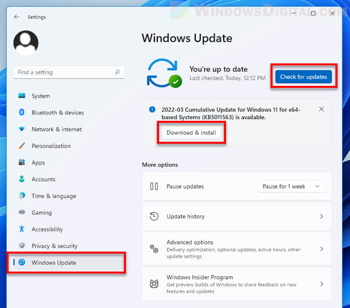 Run Windows Update Windows 11