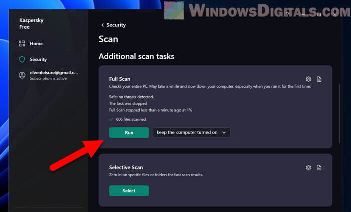 Run a full virus scan on Windows 11