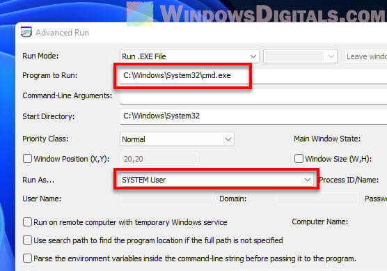 Run application as SYSTEM in Windows 11