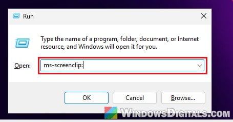 Run ms-screenclip command in Windows 11