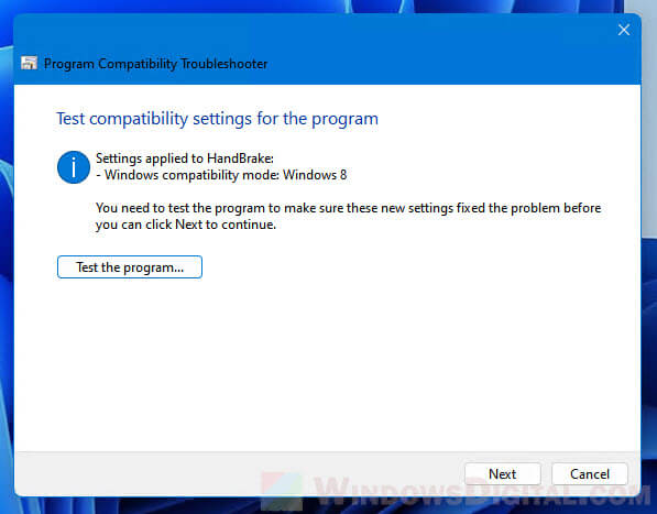 Run older app in compatibility mode Windows 11