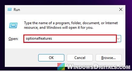Run optionalfeatures Windows 11