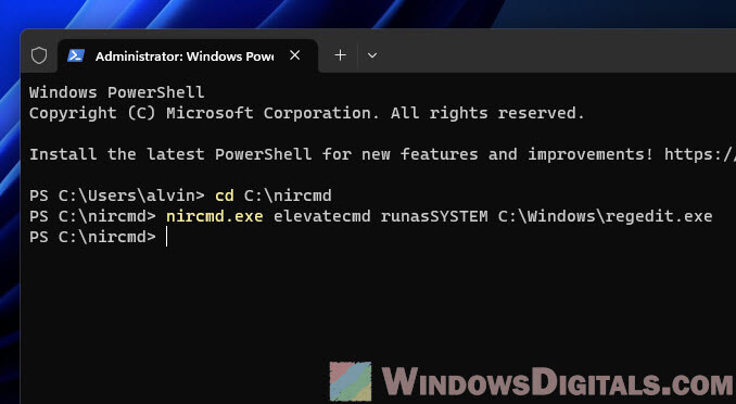 Run program as SYSTEM in Windows 11 using NirCMD