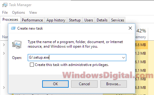 Run setup Windows 10 update black screen without cursor
