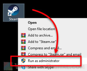 Run steam as administrator to fix Missing downloaded files error