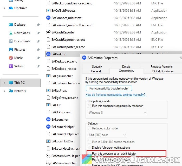 Run this program as an administrator Compatibility tab Windows 11
