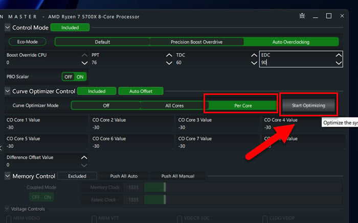 Ryzen Master Curve Optimizer for 5000 or 7000 CPU