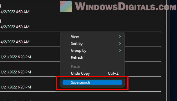 Save File Explorer search results in Windows 11