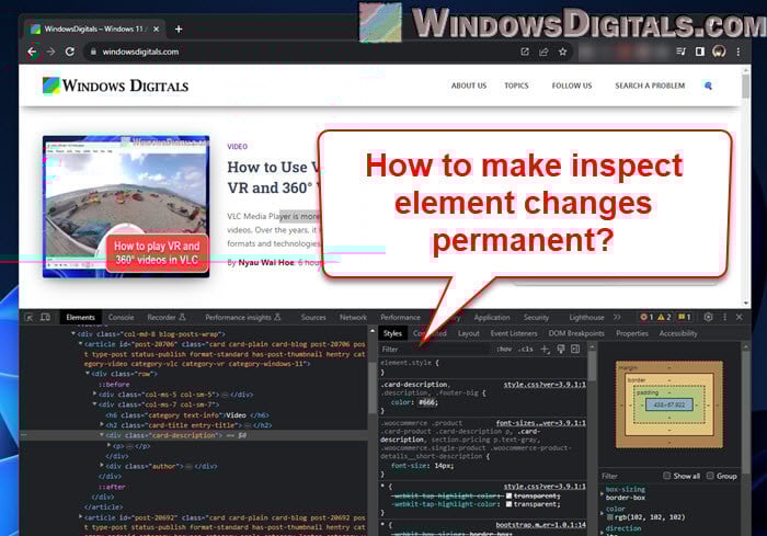 Save Inspect Element Changes Permanently