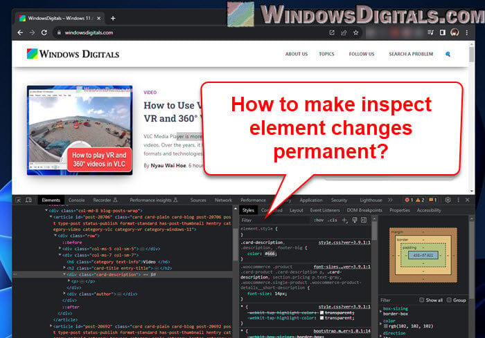 Save Inspect Element Changes Permanently