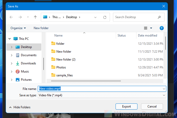 Save the rotated video in Windows 11