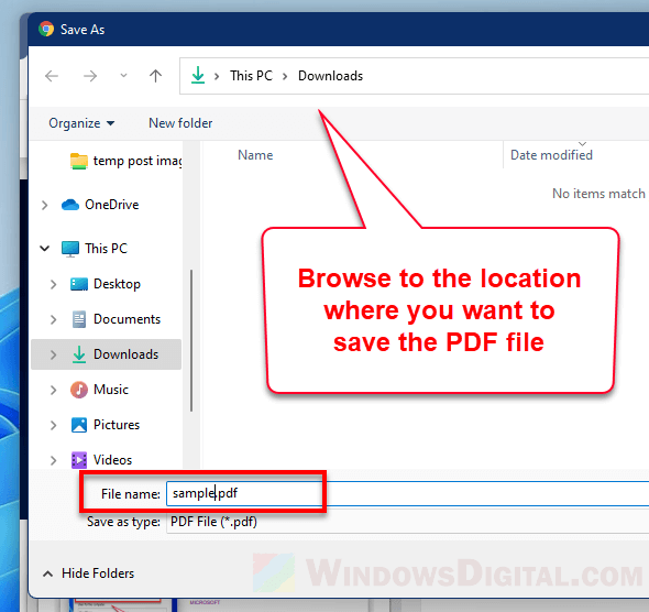 Save webpage as PDF file Windows 11