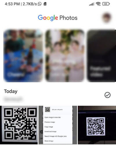 Scan QR code without Camera on Google Photos