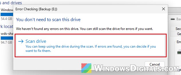 Scan drive for errors Windows 11