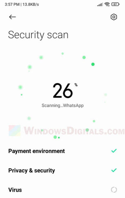 Scan for Virus on Android Security App