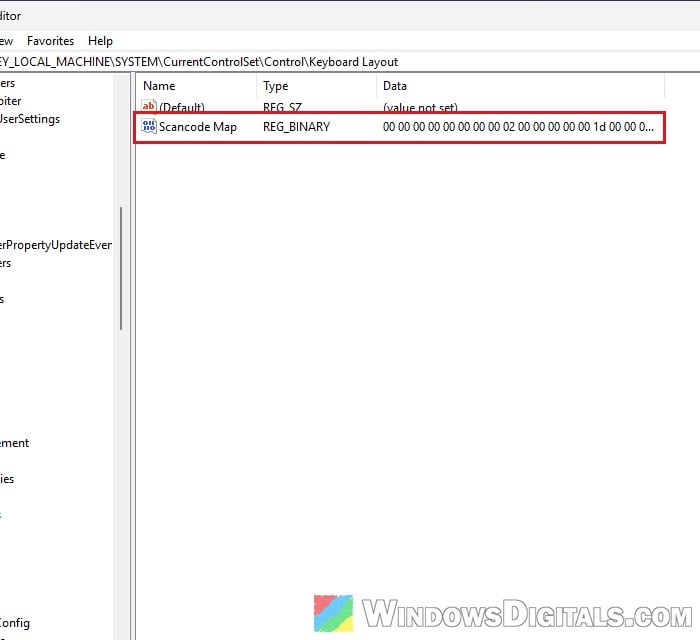 Scancode Map in Keyboard Layout registry Windows 11