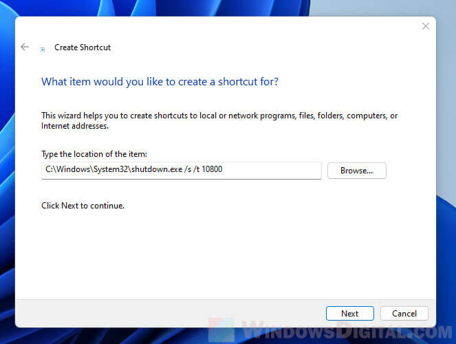 Schedule automatic shutdown timer Windows 11