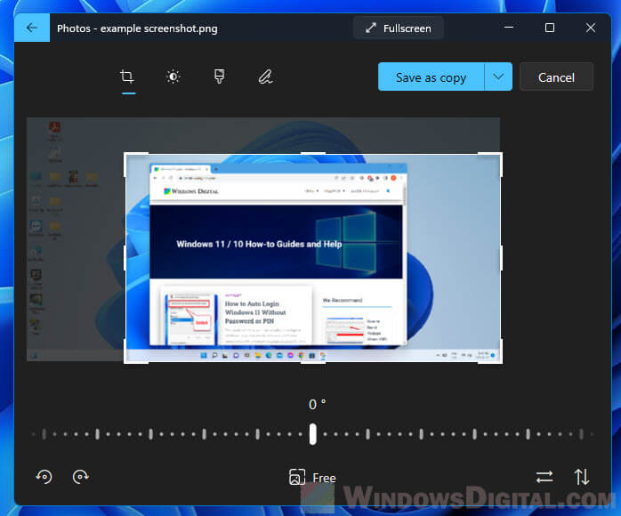 Screenshot and crop in Windows 11