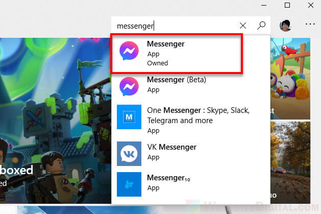 Cari Facebook Messenger Windows 10 unduh