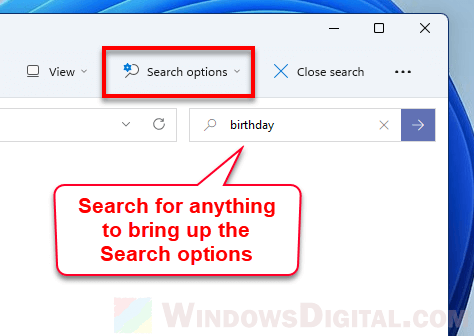 Search Options Tools Missing Windows 11